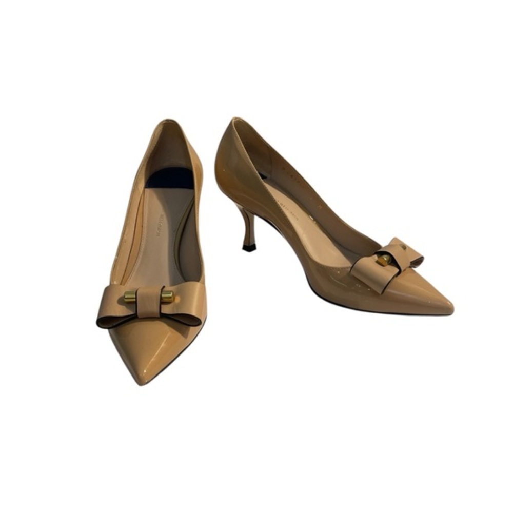 Stuart Weitzman Belle Pointe‎ Patent Pump in Adobe Cristal